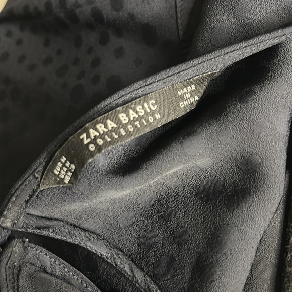 Zara basic collection monochromatic animal print tunic shirt dress black - Picture 9 of 10